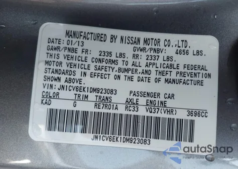 2013 Infiniti G37 Journey из США, поврежденный, VIN JN1CV6EK1DM923083